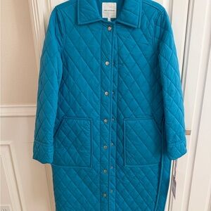 Avec Les Filles Women's Blue Quilted Puffer Coat